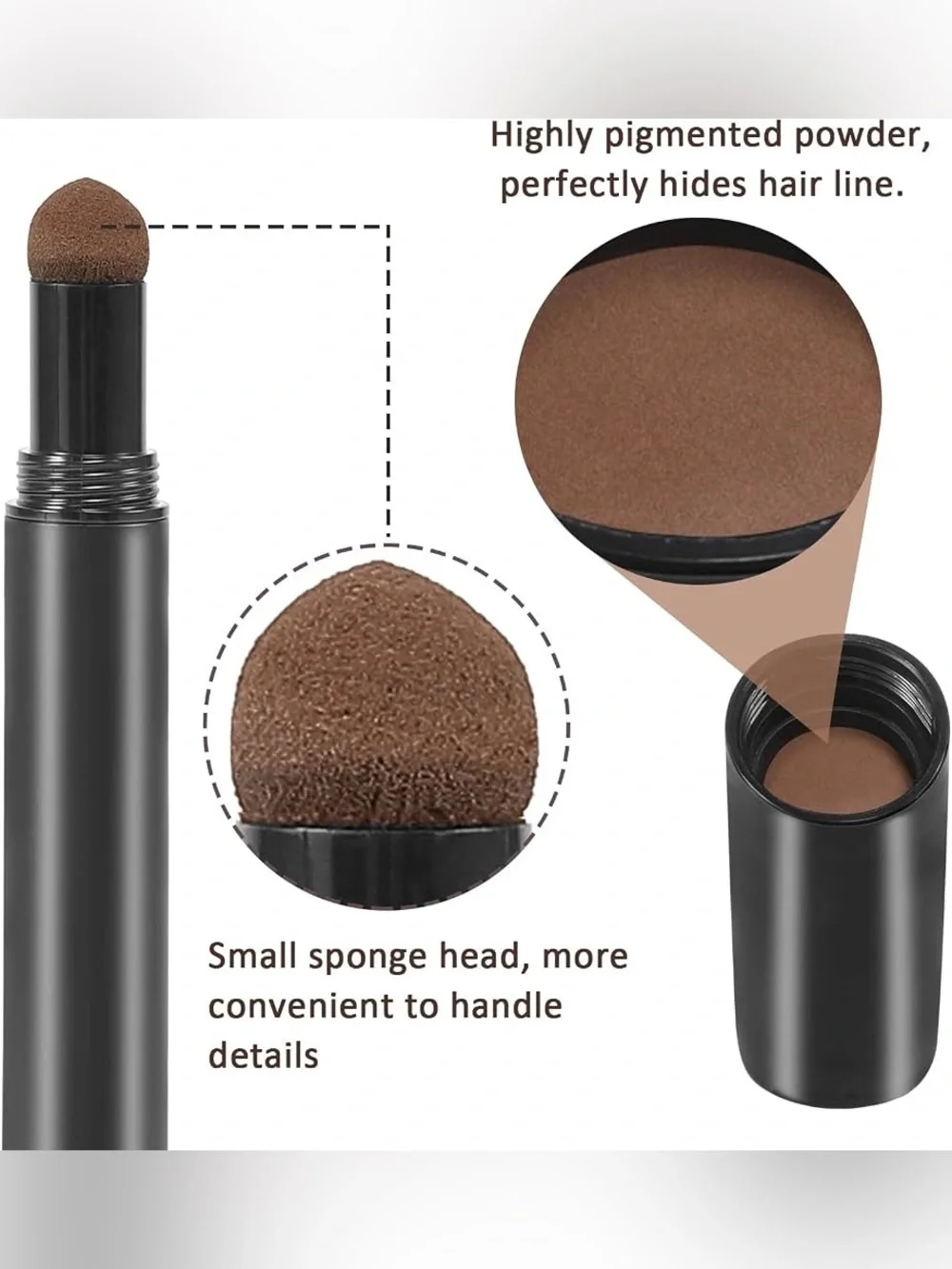 SHE LOVES Hairline Powder Stick Root Cover Shade Dark Brown X2
